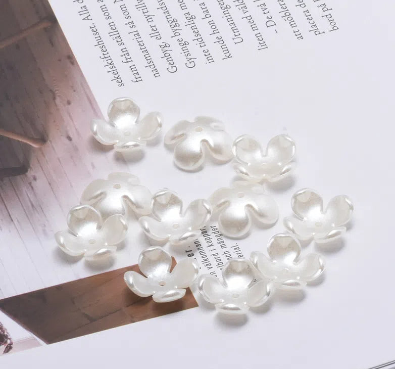 Pearl Clover Acrylic Beads 16x5mm Imitation Pearl ABS Plastic 100pcs 3