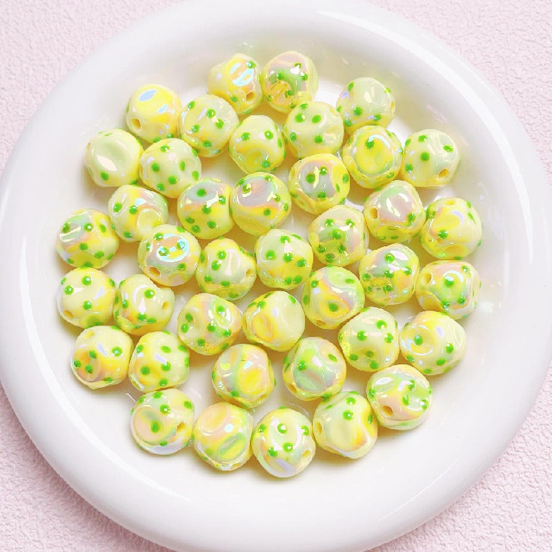 UV Finish Dot Acrylic Beads 16mm Pastel Colors 10pcs 7