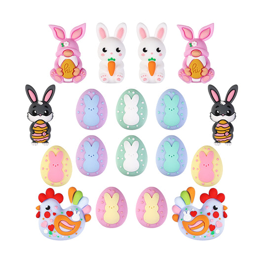 Silicone 3D Focal Beads Easter Bunny Chick Easter Egg Rabbit 20Pcs