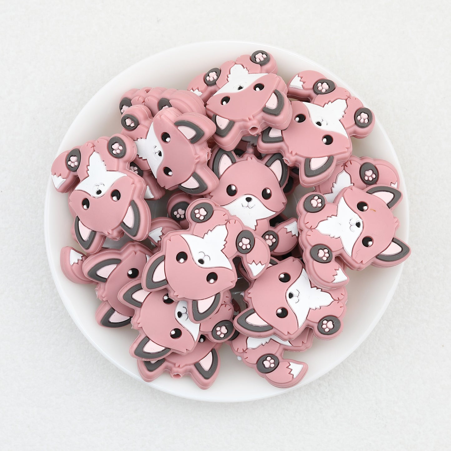 Cute Sitting Fox Silicone Focal Beads 20pcs 8