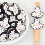 Halloween White GhostFloral Dress Silicone Focal Beads 20pcs