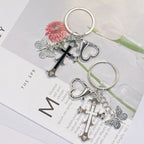 Cross Butterfly Keychain Zinc Alloy Rhinestone Decorative Charm 3