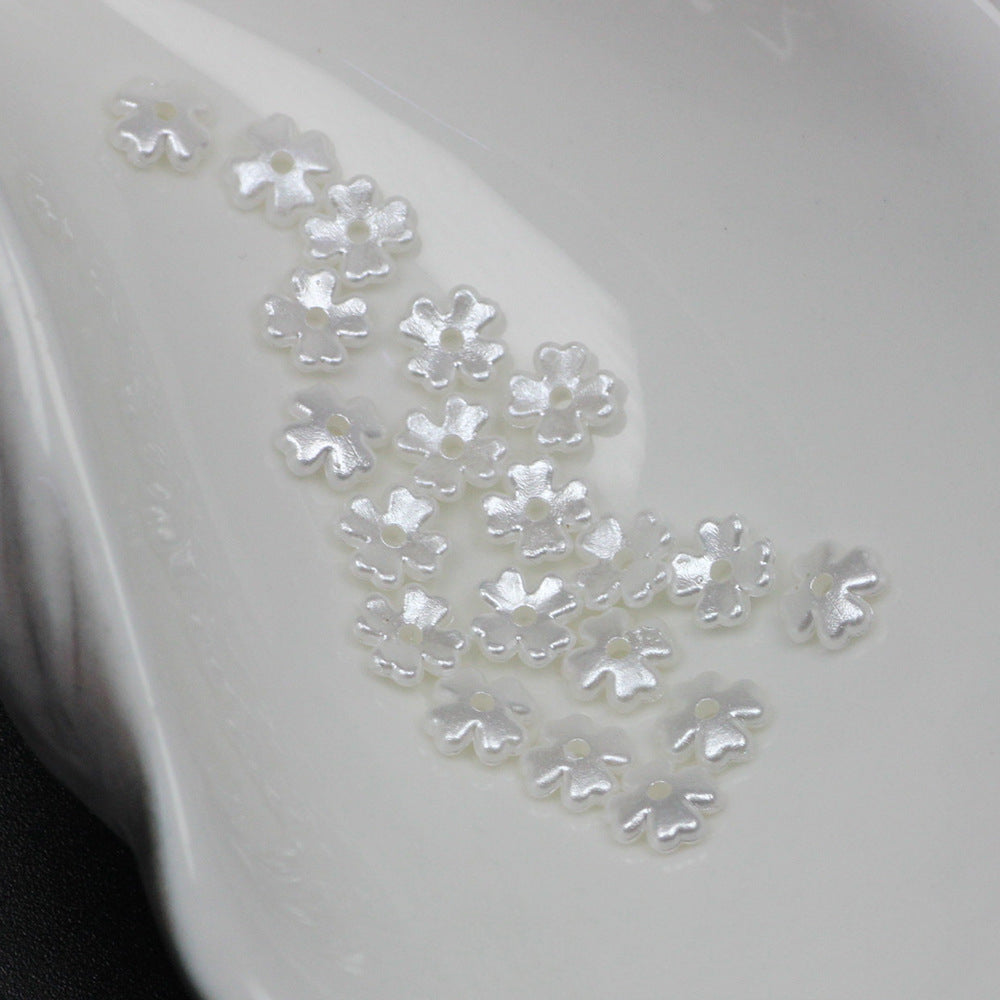Pearl Four Petal Flower Acrylic Beads 7mm Colored Imitation 100pcs 6