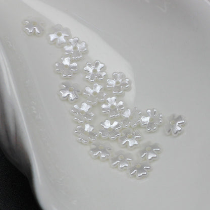 Pearl Four Petal Flower Acrylic Beads 7mm Colored Imitation 100pcs 6