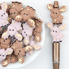 Moose Antler Silicone Focal Beads Wholesale, Pastel Pink-Brown Design
