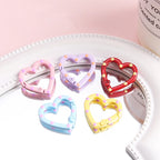 Metal Painted Dotted Heart Trigger Spring Keyrings 25mm 10pcs