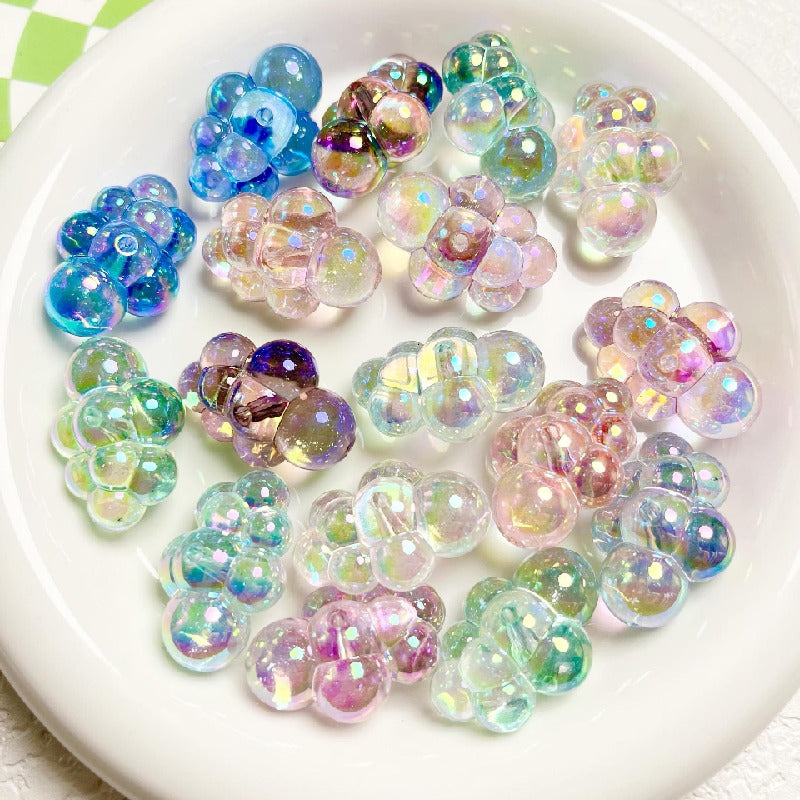 UV Finish Cloud Acrylic Beads 22x32mm Transparent Pastel 10pcs