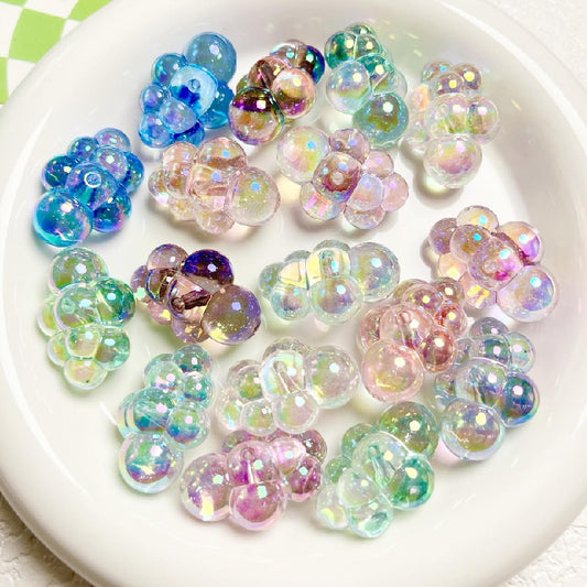 UV Finish Cloud Acrylic Beads 22x32mm Transparent Pastel 10pcs