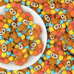 Thanksgiving Turkey 3D Silicone Beads with Colorful Feathers 20pcs