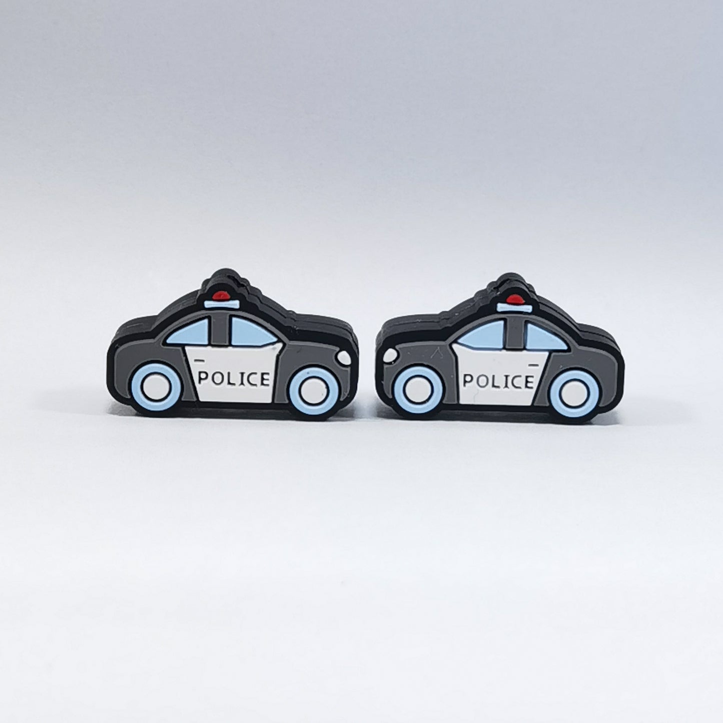 Silicone Focal Beads Police Car POLICE Text Side Profile 20pcs