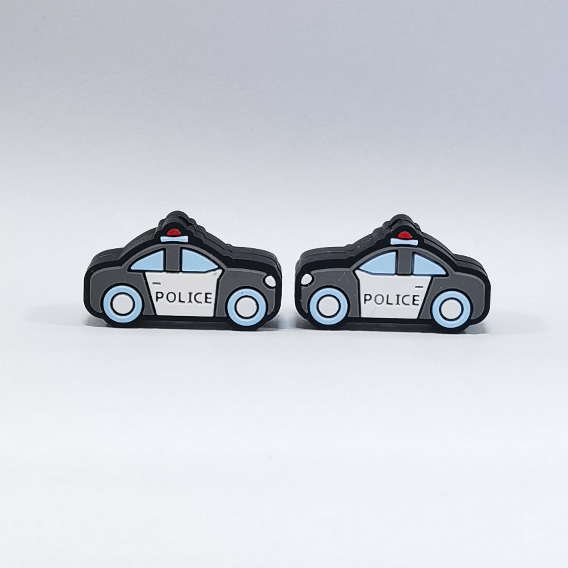 Silicone Focal Beads Police Car POLICE Text Side Profile 20pcs