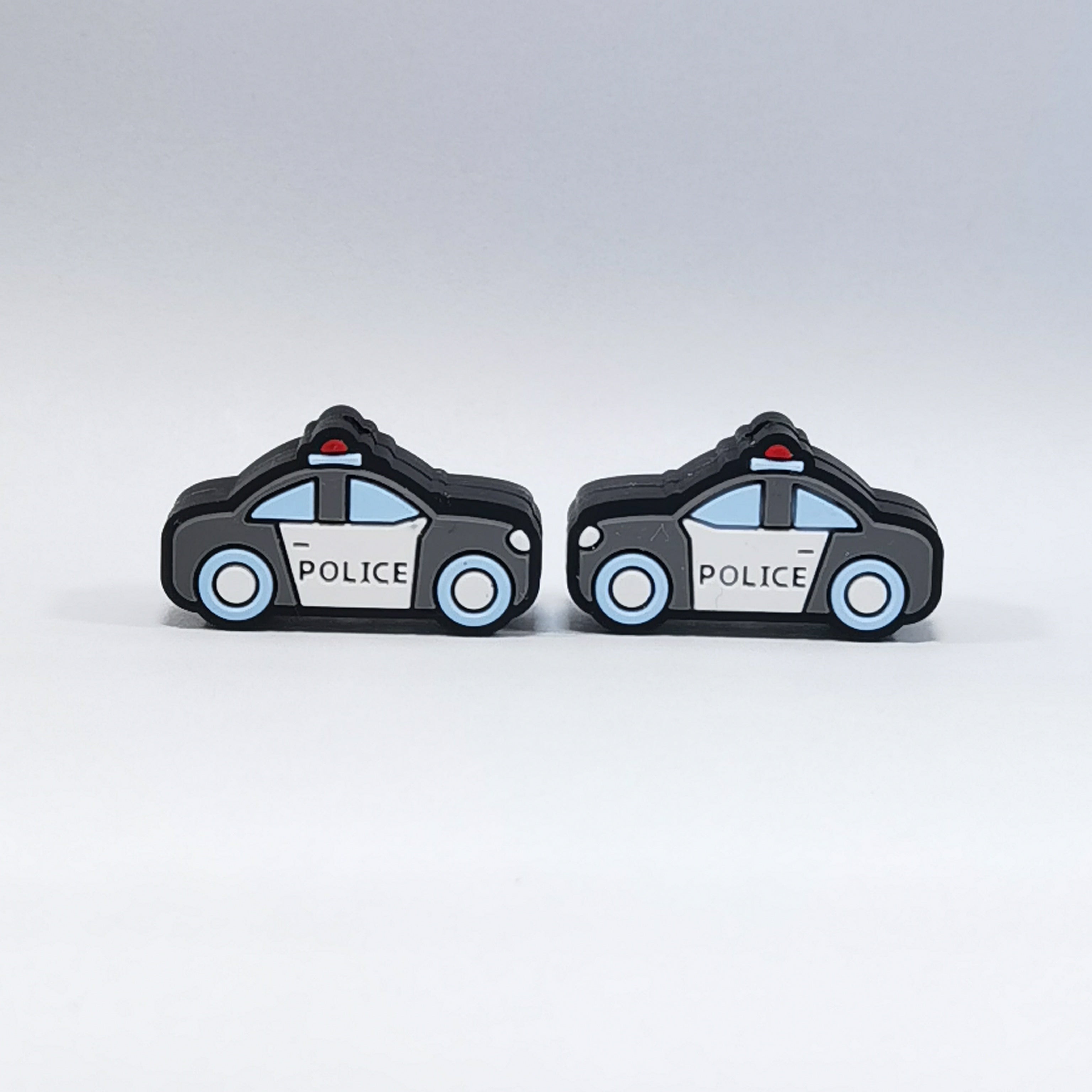 Silicone Focal Beads Police Car POLICE Text Side Profile 20pcs