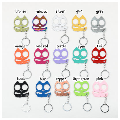 Cat Shaped Self Defense Keychain Survival Finger Clasp Compact