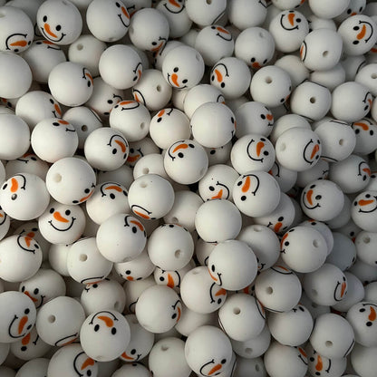 3-149# Christmas Printed Silicone beads