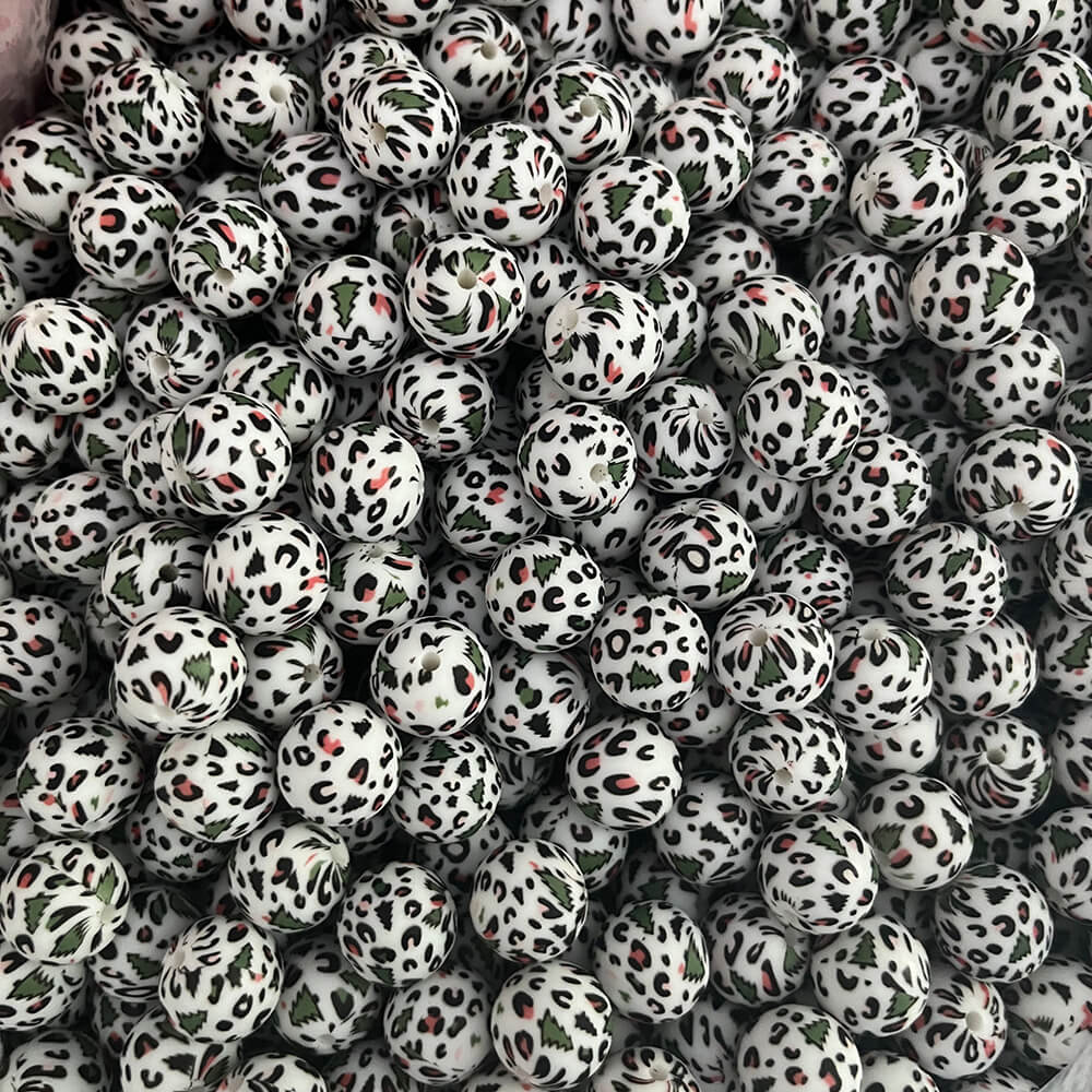 30 Christmas Printed Silicone beads