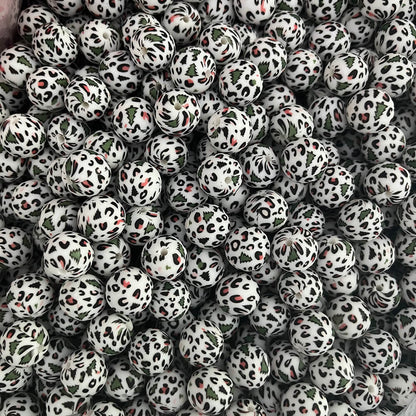 30 Christmas Printed Silicone beads