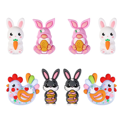 Silicone 3D Focal Beads Easter Bunny Chick Easter Egg Rabbit 20Pcs 2