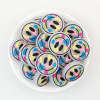  Colorful Round Smiley Face Silicone Focal Beads 20Pcs 3