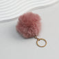 Pom Pom Keychain Plush Violet Faux Fur Ball Gold Ring 8cm
