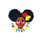 Silicone Focal Beads Juneteenth Afro Puff Girl With Red Yellow Bow 20pcs