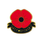 Silicone Focal Beads Red Poppy Lest We Forget Text Gold Outline 20pcs