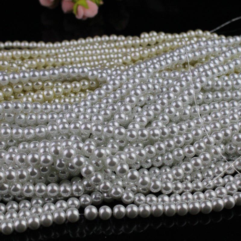Pearl Glass Beads 3-16mm Beige Imitation Pearl Finish 3