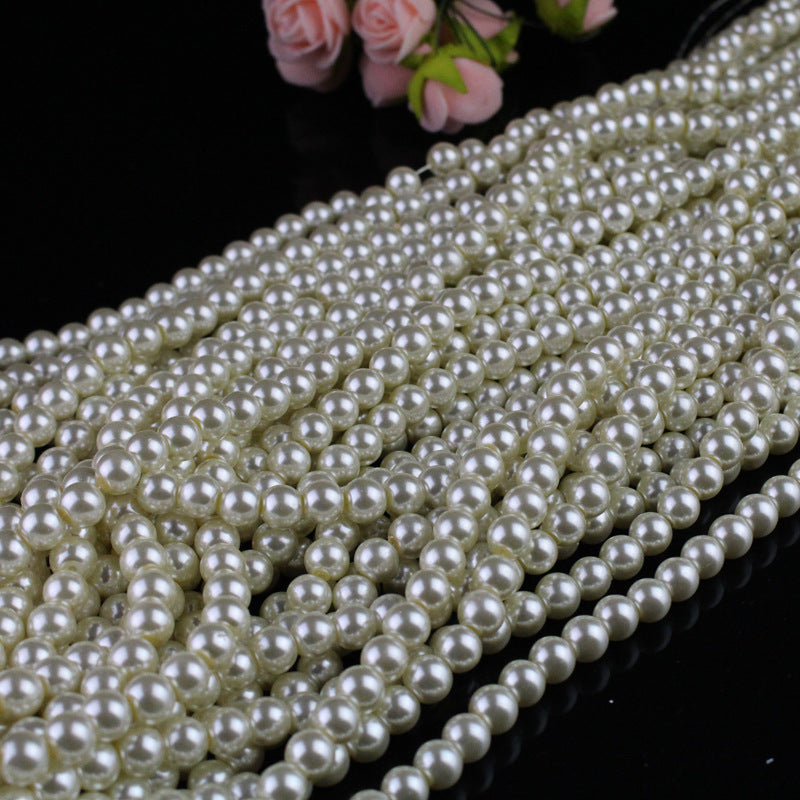 Pearl Glass Beads 3-16mm Beige Imitation Pearl Finish 7