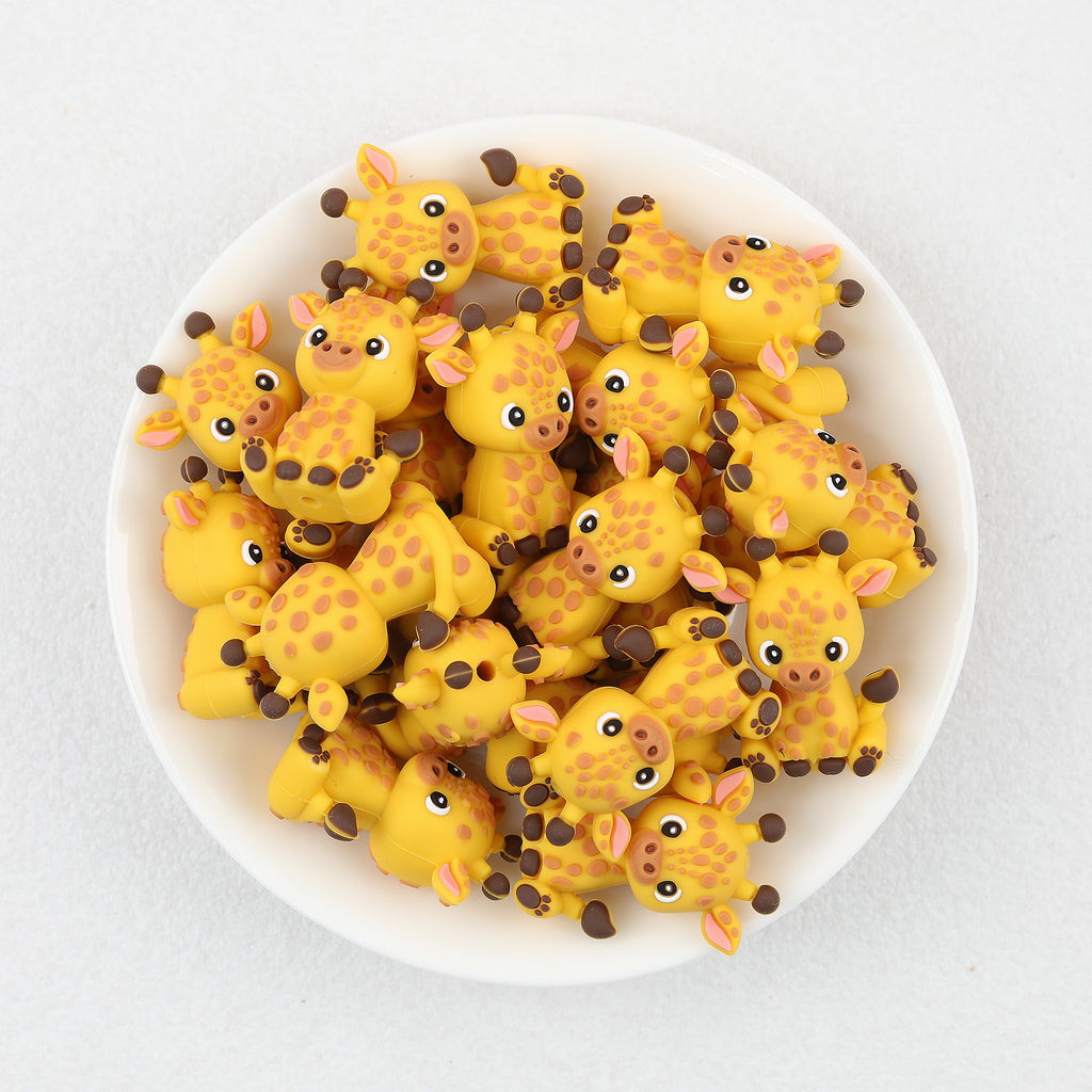  3D Cartoon Giraffe Silicone Focal Beads 20Pcs 2
