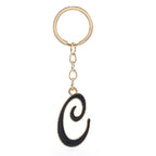 Metal Fashion Letter Keychain Black and Gold Script Design 7