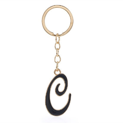 Metal Fashion Letter Keychain Black and Gold Script Design 7