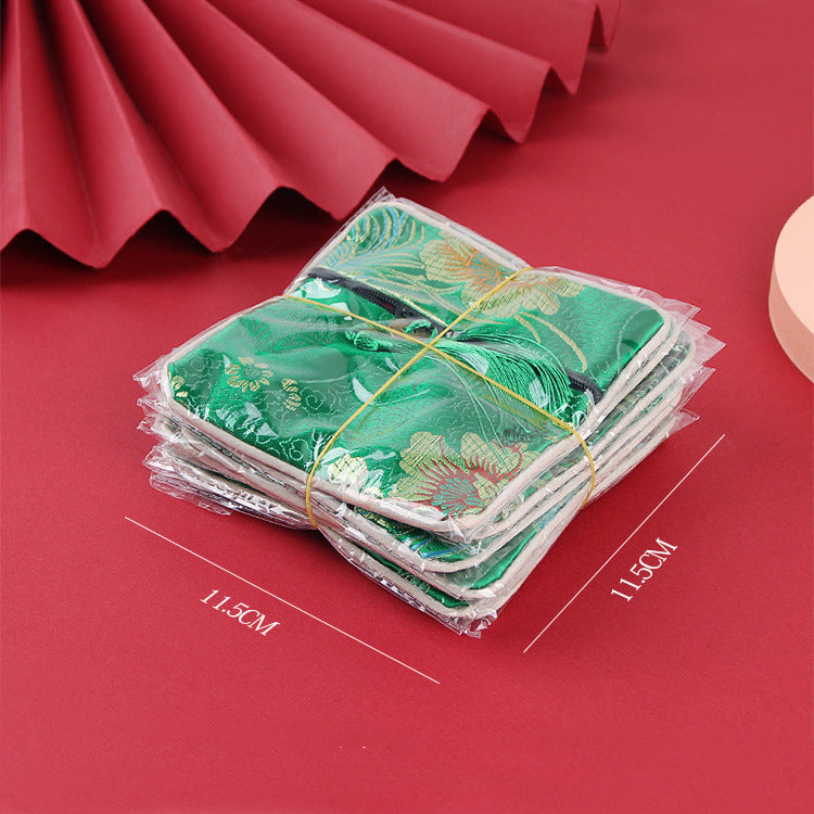 Vintage Chinese Style Brocade Zipper Cloth Pouch 11.5cm 1pc 2