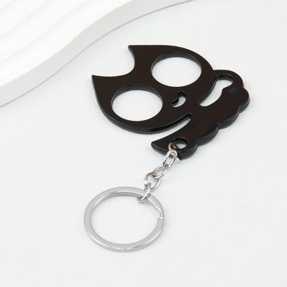Cat Shaped Self Defense Keychain Survival Finger Clasp Compact