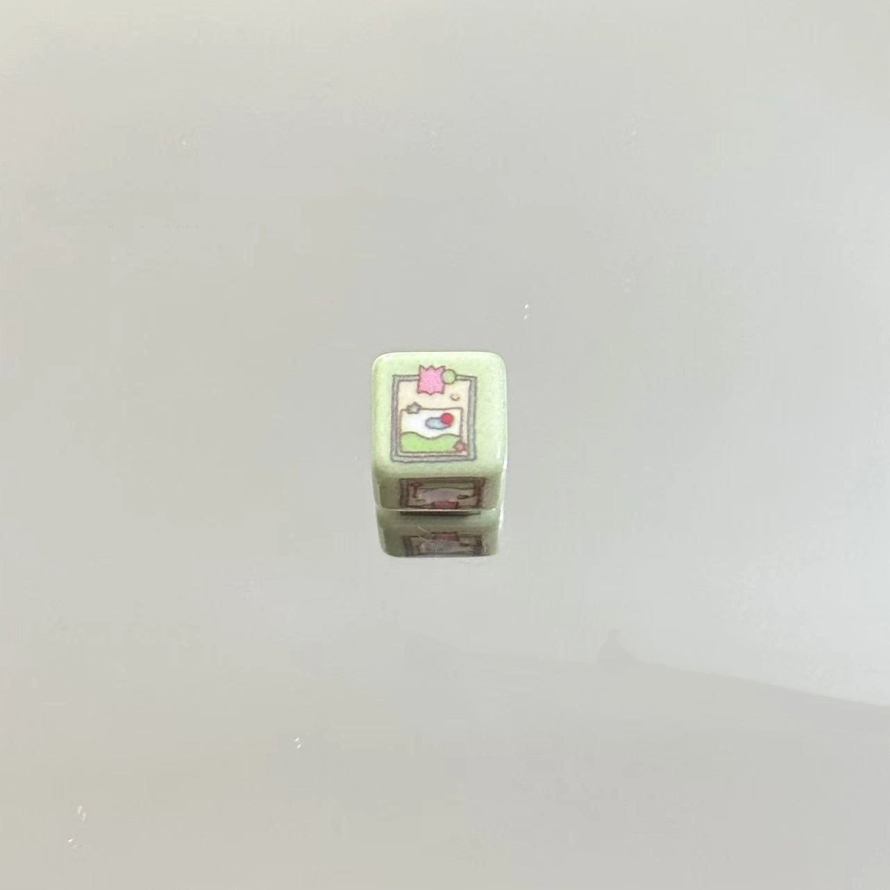 House Car Printed Acrylic Square Beads 10mm Pastel Colors 20pcs 6