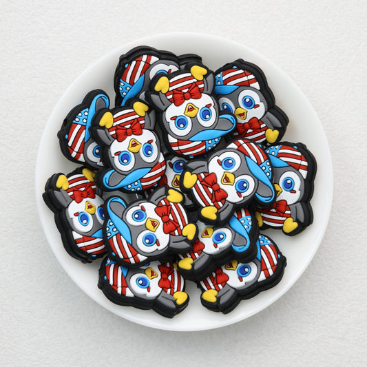 Gentleman Bow Tie Penguin Silicone Focal Beads 20 pcs 2