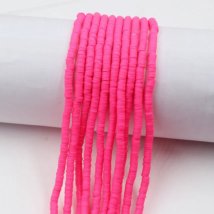 Flat Clay Beads 4mm Solid Color Polymer Disc 10strands 23