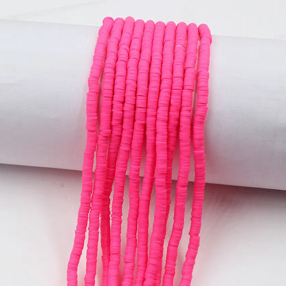Flat Clay Beads 4mm Solid Color Polymer Disc 10strands 23