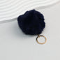 Pom Pom Keychain Plush Violet Faux Fur Ball Gold Ring 8cm - Dark blue