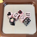 Black Pink Tone Acrylic Square Beads 14mm Glossy 10pcs