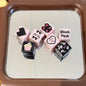Black Pink Tone Acrylic Square Beads 14mm Glossy 10pcs