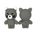 Silicone 3D Focal Beads Grey Cat Front View 20pcs