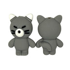 Silicone 3D Focal Beads Grey Cat Front View 20pcs