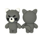 Silicone 3D Focal Beads Grey Cat Front View 20pcs