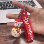 Soft Rubber Christmas Tree and Santa Claus Keychain with Red Strap 5