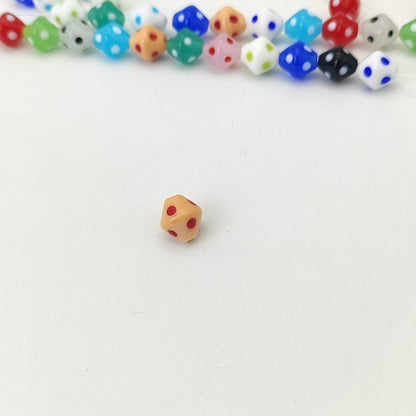 Lampwork Glass Beads Rhombus 12mm Jelly Color Polka Dot 8pcs 6