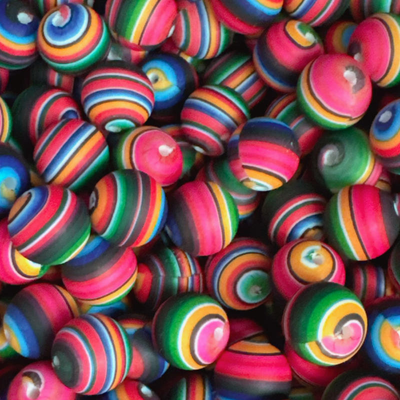 Stripe 15mm Silicone Beads Color Printed 50Pcs