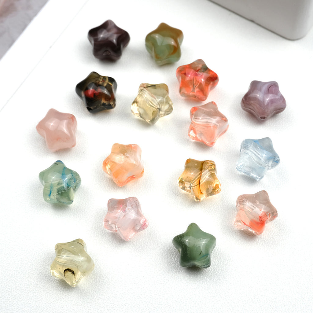 Vintage Transparent Star Acrylic Beads 12mm Imitation Agate 100pcs 3