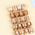 Coffee Colored Checkered Teddy Bear Square Acrylic Beads 14mm 10pcs
