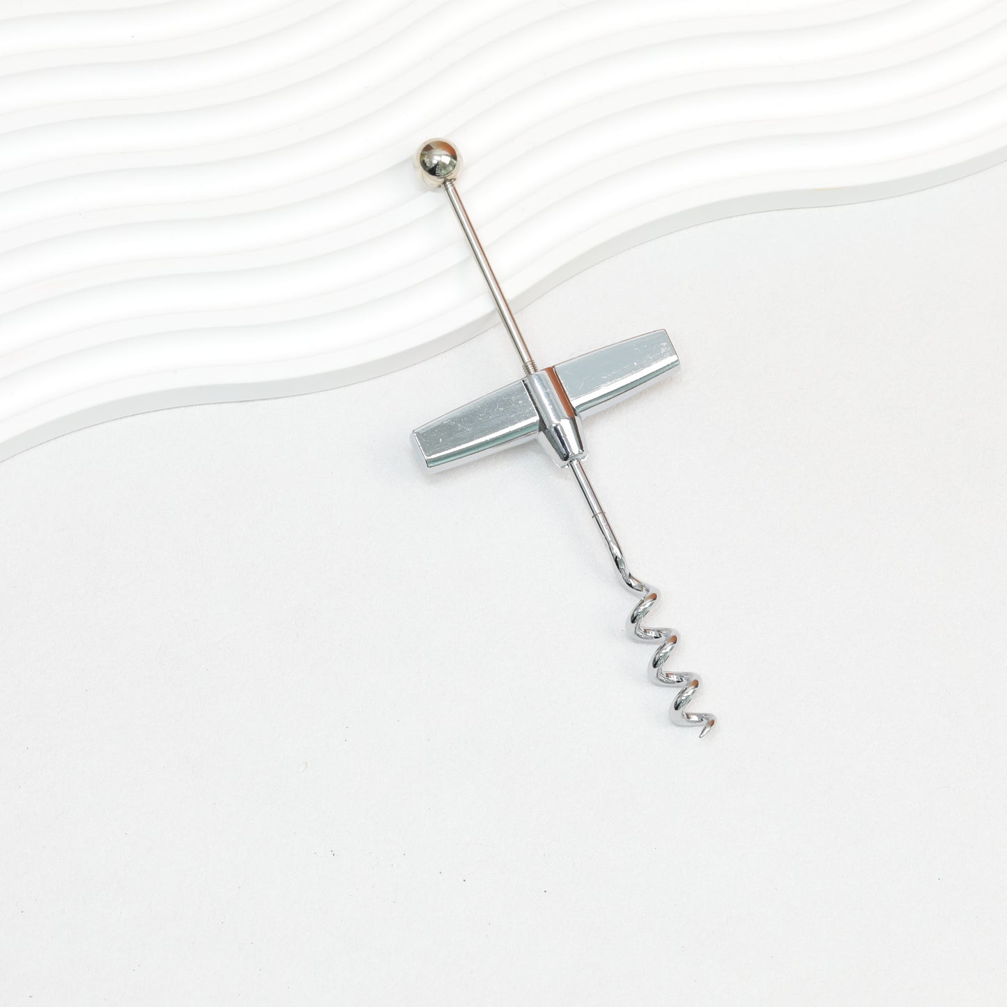 Beadable Wine Bottle Opener Aluminum Alloy Silver Tone