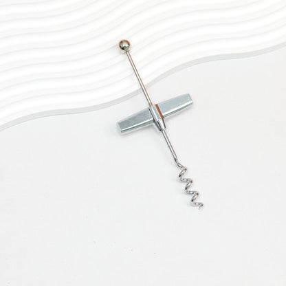 Beadable Wine Bottle Opener Aluminum Alloy Silver Tone