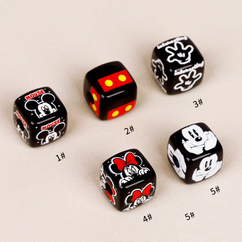 Cartoon Square Acrylic Beads 14mm Black Mickey 10pcs 2